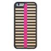 Stylish Black White Stripes Girly Hot Pink Stripe Carved Maple iPhone 6 Bumper Case