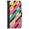 Stylish Bright Pink Teal Stripes Zebra Pattern Wallet Phone Case For iPhone 6/6s