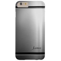 Stylish Brush Metal Stainless Steel Look Barely There iPhone 6 Plus Case