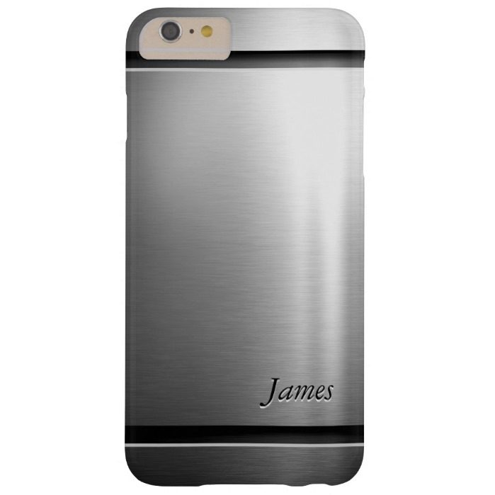Stylish Brush Metal Stainless Steel Look Barely There iPhone 6 Plus Case