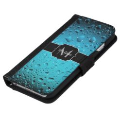 Stylish Cool Blue water drops Monogram Wallet Phone Case For iPhone 6/6s