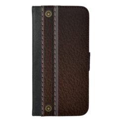 Stylish Faux Brown Leather Look iPhone 6/6s Plus Wallet Case