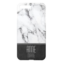 Stylish Marble and Leather iPhone 7 Plus Case