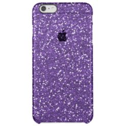 Stylish Purple Glitter Clear iPhone 6 Plus Case