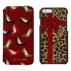 Stylish Red & Jaguar Print iPhone 6 Wallet Case