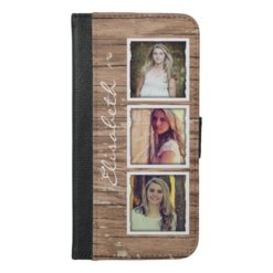 Stylish Rustic Wood Look Instagram Photo Collage iPhone 6/6s Plus Wallet Case