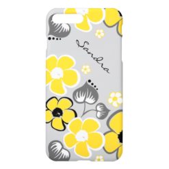 Stylish Yellow and Gray Floral iPhone 7 Plus Case