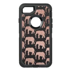 Stylish modern rose gold wild elephants pattern OtterBox defender iPhone 7 case