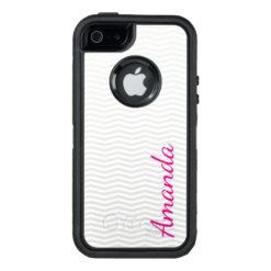 Subtle Classic Gray Chevron with Bold Name OtterBox Defender iPhone Case