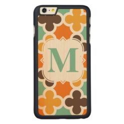 Summer Fun Monogram Retro Quatrefoil Pattern Carved Maple iPhone 6 Plus Case