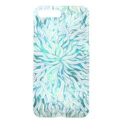 Summer modern blue turquoise watercolor seaweed iPhone 7 plus case