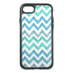 Summer sea teal turquoise faux glitter chevron OtterBox symmetry iPhone 7 case