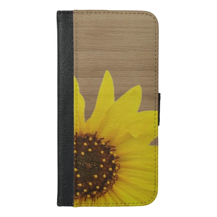 Sunflower Wooden Background iPhone 6/6s Plus Wallet Case