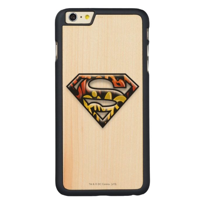 Superman S-Shield | Black Outline Graffiti Logo Carved Maple iPhone 6 Plus Case