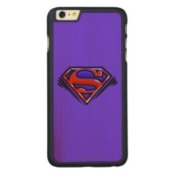 Superman S-Shield | Red Airbrush Logo Carved Maple iPhone 6 Plus Case