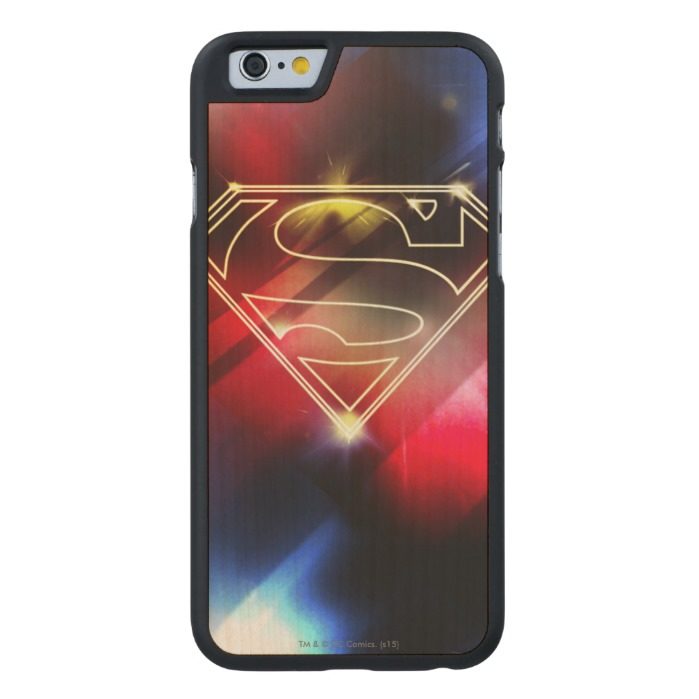 Superman Stylized | Shiny Yellow Outline Logo Carved Maple iPhone 6 Slim Case