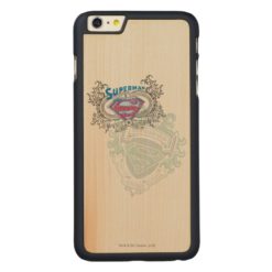Superman Stylized | Two Crest Design Logo Carved Maple iPhone 6 Plus Slim Case