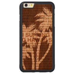 Surfing Hawaii Palm Trees Hawaiian Carved Cherry iPhone 6 Plus Bumper Case