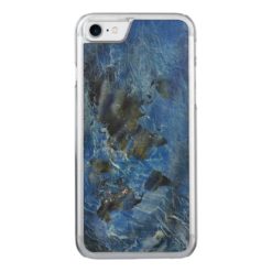Swirly Blue Acrylic World Map Carved iPhone 7 Case