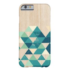Teal Abstract geometric triangles on wood texture Barely There iPhone 6 Case