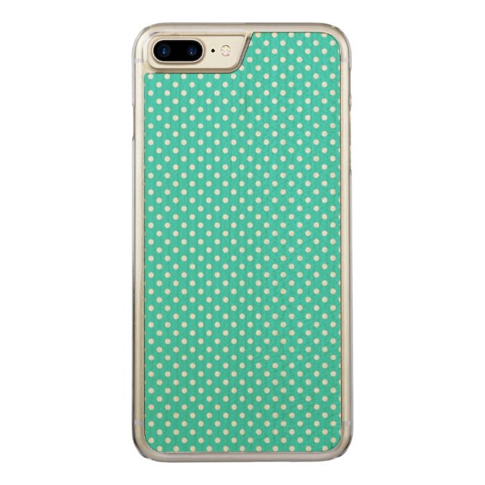 Teal Blue and White Polka Dots Pattern Carved iPhone 7 Plus Case