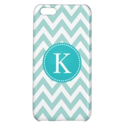 Teal Chevron Personalized Monogram Cover For iPhone 5C