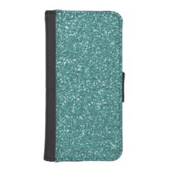 Teal Faux Glitter Wallet Phone Case For iPhone SE/5/5s