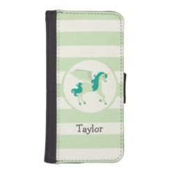Teal & Light Green Unicorn iPhone SE/5/5s Wallet