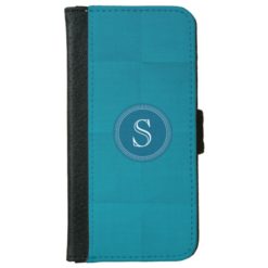 Teal Linen Custom Monogram Iphone 6 Wallet Case