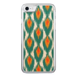 Teal Orange Abstract Tribal Ikat Diamond Pattern Carved iPhone 7 Case