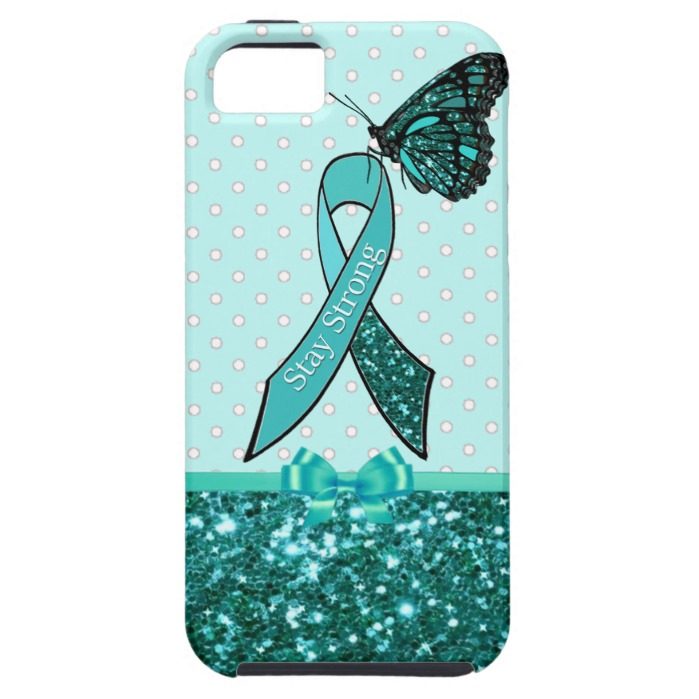 Teal Ovarian Cancer Awareness Ribbon & Butterfly iPhone SE/5/5s Case