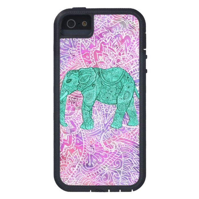 Teal Tribal Paisley Elephant Purple Henna Pattern iPhone SE/5/5s Case