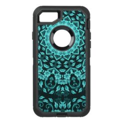 Teal Turquoise Floral Mandala OtterBox Defender iPhone 7 Case