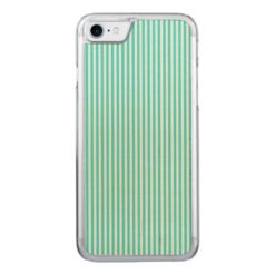 Teal White Vintage Girly Stripes Pattern Carved iPhone 7 Case
