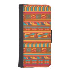 Terracotta Abstract Aztec Tribal Print Pattern iPhone SE/5/5s Wallet Case