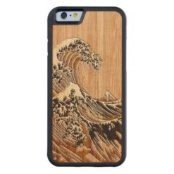 The Great Hokusai Wave Bamboo Wood Style Carved Maple iPhone 6 Bumper Case