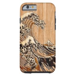 The Great Hokusai Wave Bamboo Wood Style Tough iPhone 6 Case