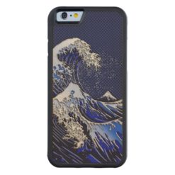 The Great Hokusai Wave chrome carbon fiber styles Carved Maple iPhone 6 Bumper