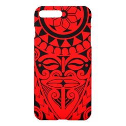 Tiki face and tribal sun tattoo design iPhone 7 plus case