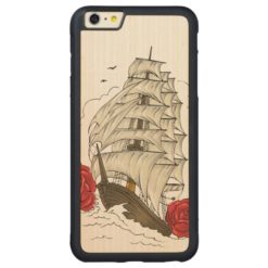 Traditional Ship Tattoo Carved Maple iPhone 6 Plus Bumper