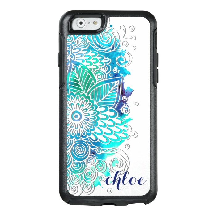 Tranquil Blue and Teal Floral Mandala Design OtterBox iPhone 6/6s Case