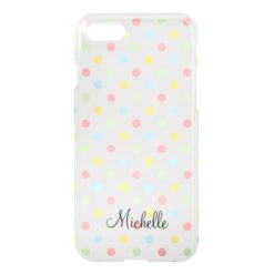 Transparent iPhone 7 case with colorful polkadots