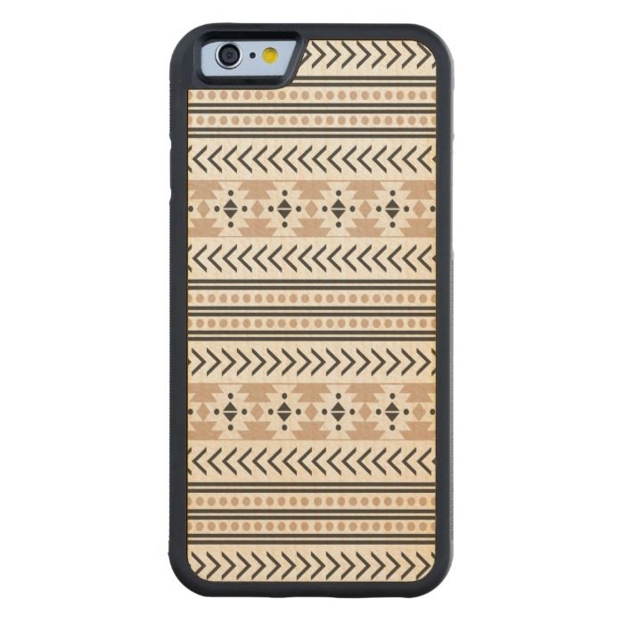Trendy Aztec Tribal Print Geometric Pattern Almond Carved Maple iPhone 6 Bumper