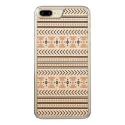 Trendy Aztec Tribal Print Geometric Pattern Almond Carved iPhone 7 Plus Case