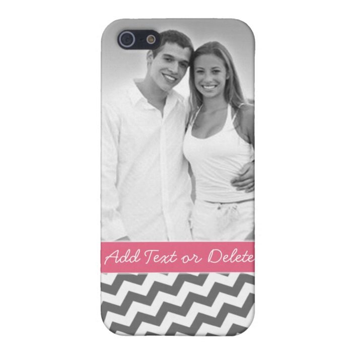 Trendy Chevron Pattern with photo - pink gray Case For iPhone SE/5/5s