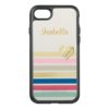 Trendy Colorful Stripe Girly Sparkly Gold Heart OtterBox Symmetry iPhone 7 Case