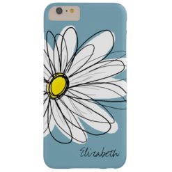 Trendy Daisy Floral Illustration Custom name Barely There iPhone 6 Plus Case