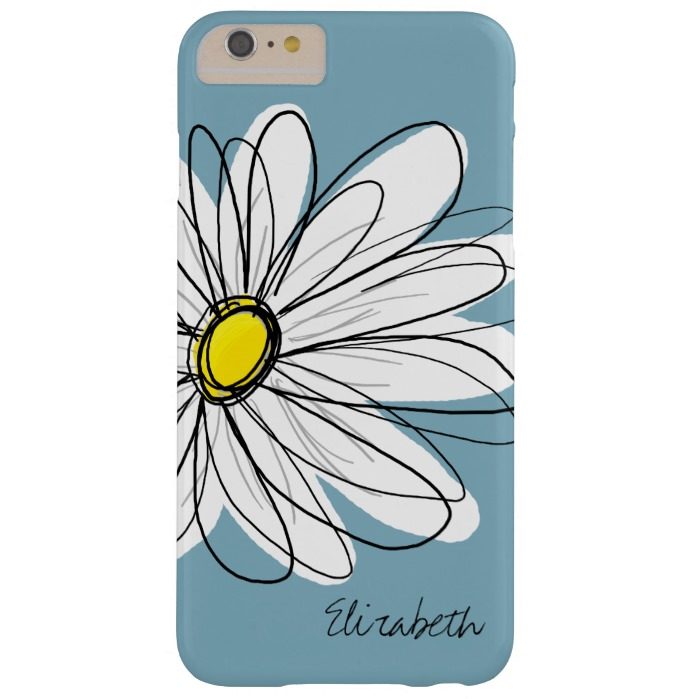 Trendy Daisy Floral Illustration Custom name Barely There iPhone 6 Plus Case