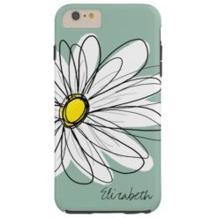 Trendy Daisy Floral Illustration Custom name Tough iPhone 6 Plus Case