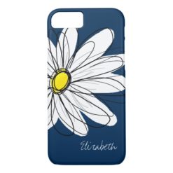 Trendy Daisy Floral Illustration Custom name iPhone 7 Case